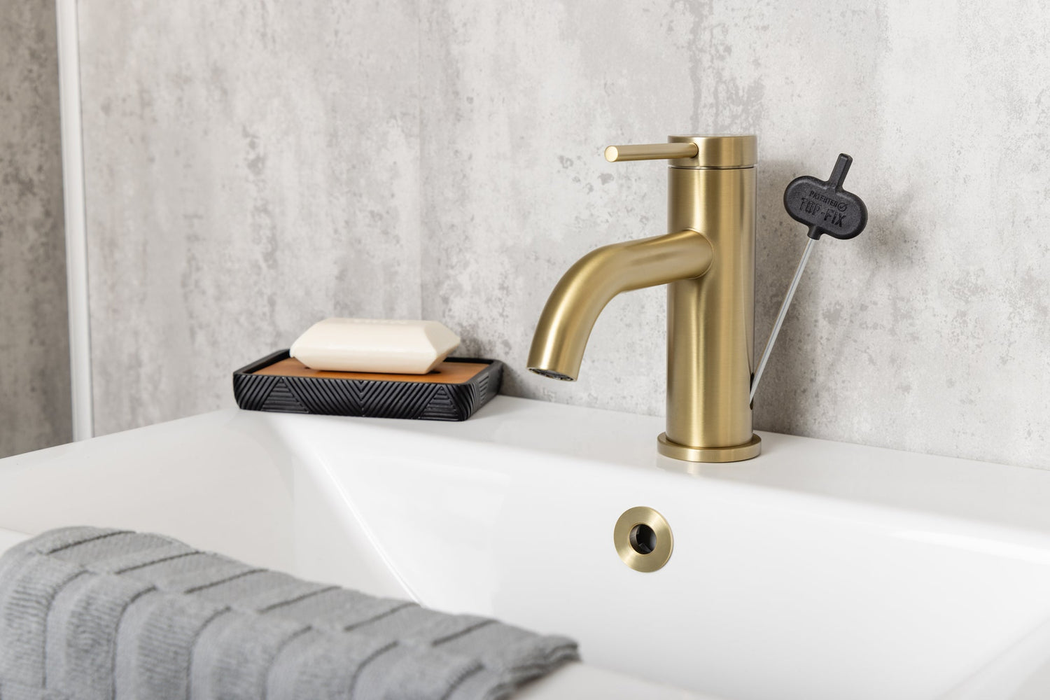 Top-Fix Premio Basin Mixer Tap - Brushed Brass - Lifestyle