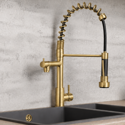 Top-Fix Alto Multiuse Fast Fitting Kitchen Tap - Brushed Brass