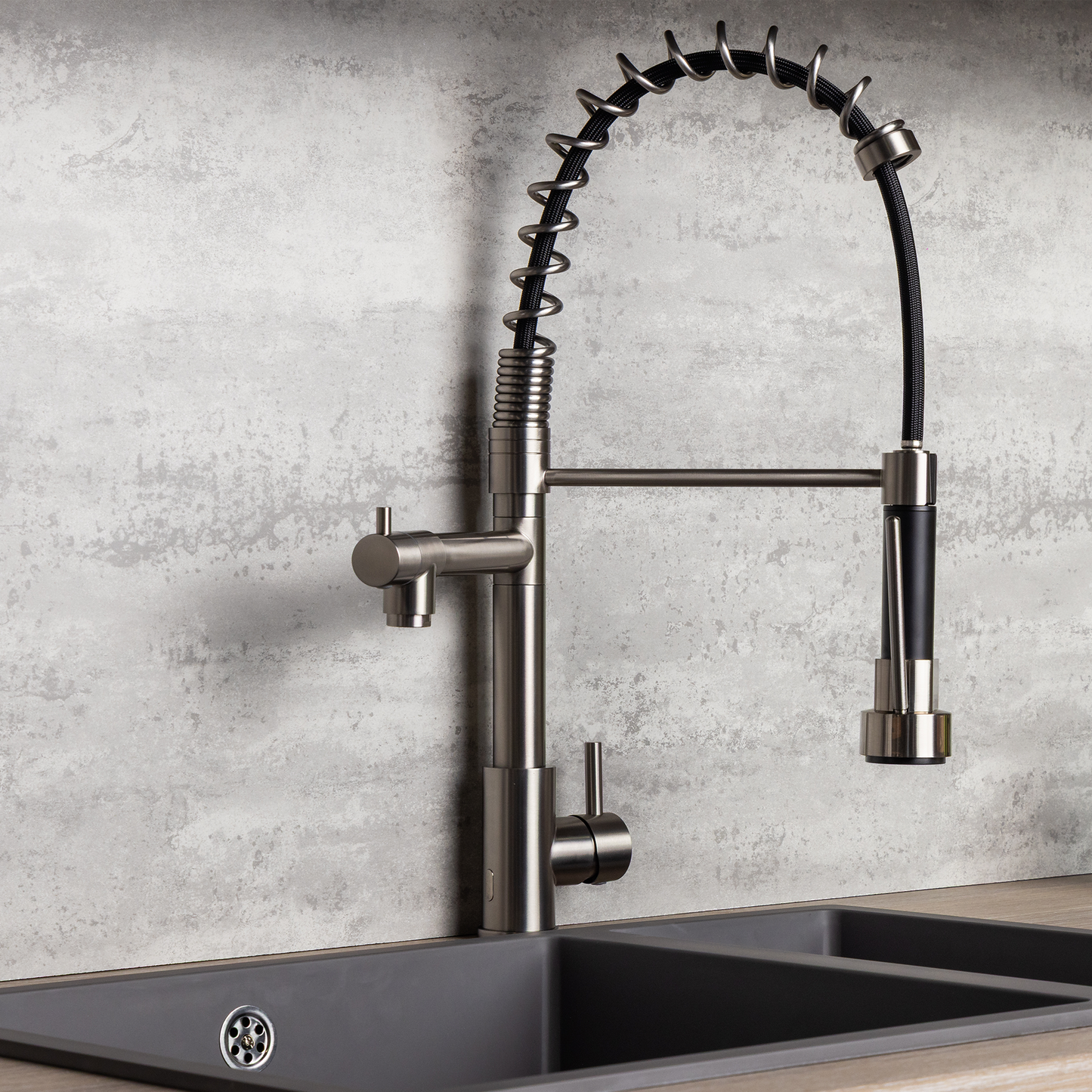 Top-Fix Alto Multiuse Fast Fitting Kitchen Tap - Brushed Steel
