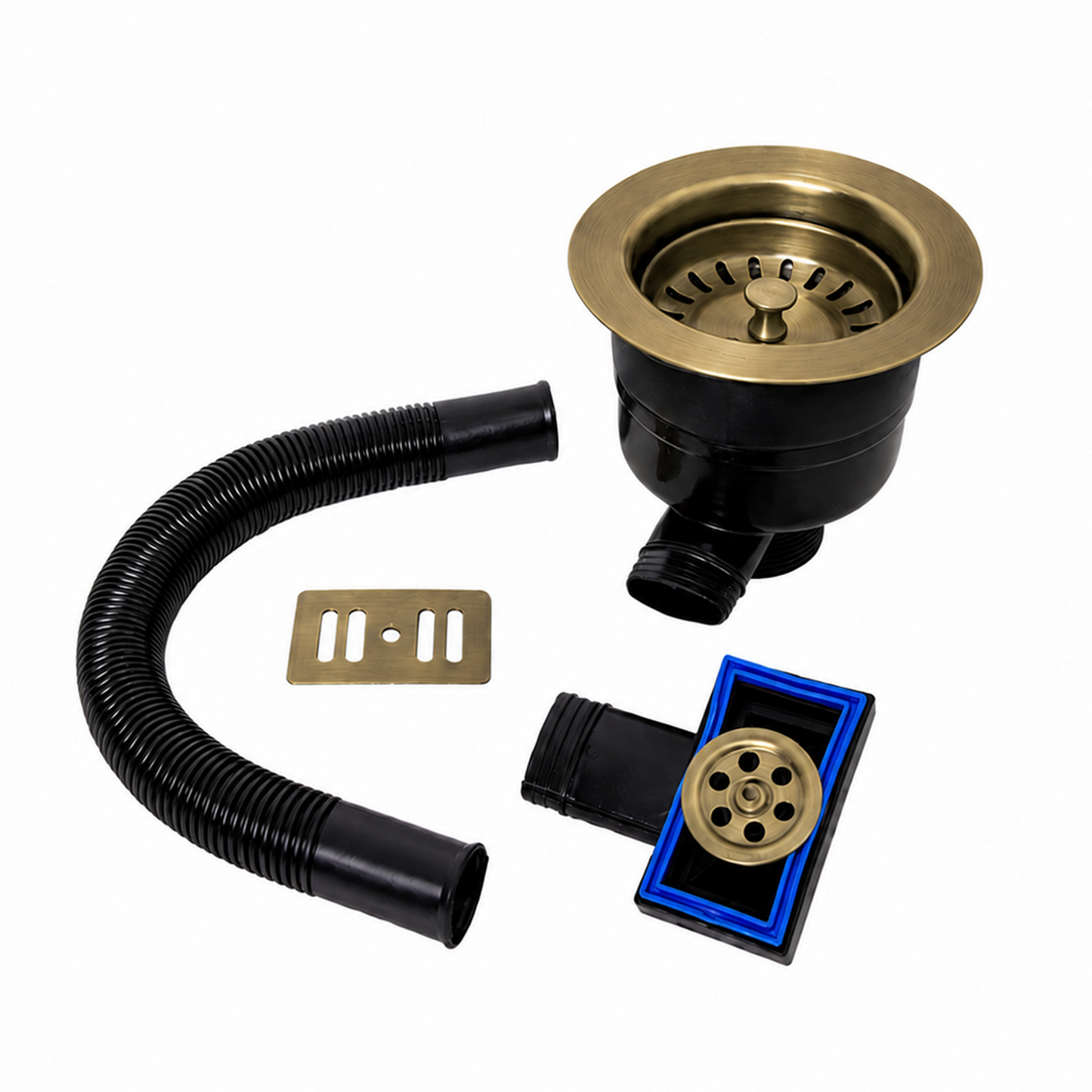 Top-Fix Fast Fitting Kitchen Strainer Waste With Overflow - Antique Brass