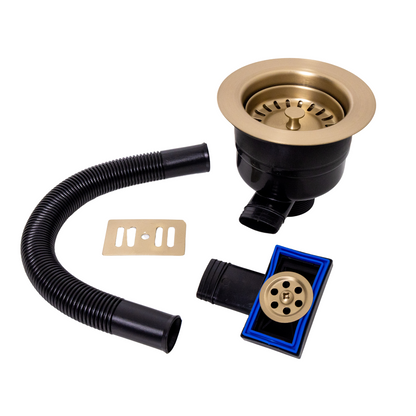Top-Fix Fast Fitting Kitchen Strainer Waste With Overflow - Brushed Brass