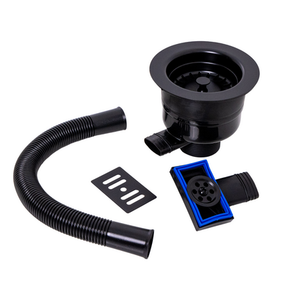 Top-Fix Fast Fitting Kitchen Strainer Waste With Overflow - Matt Black