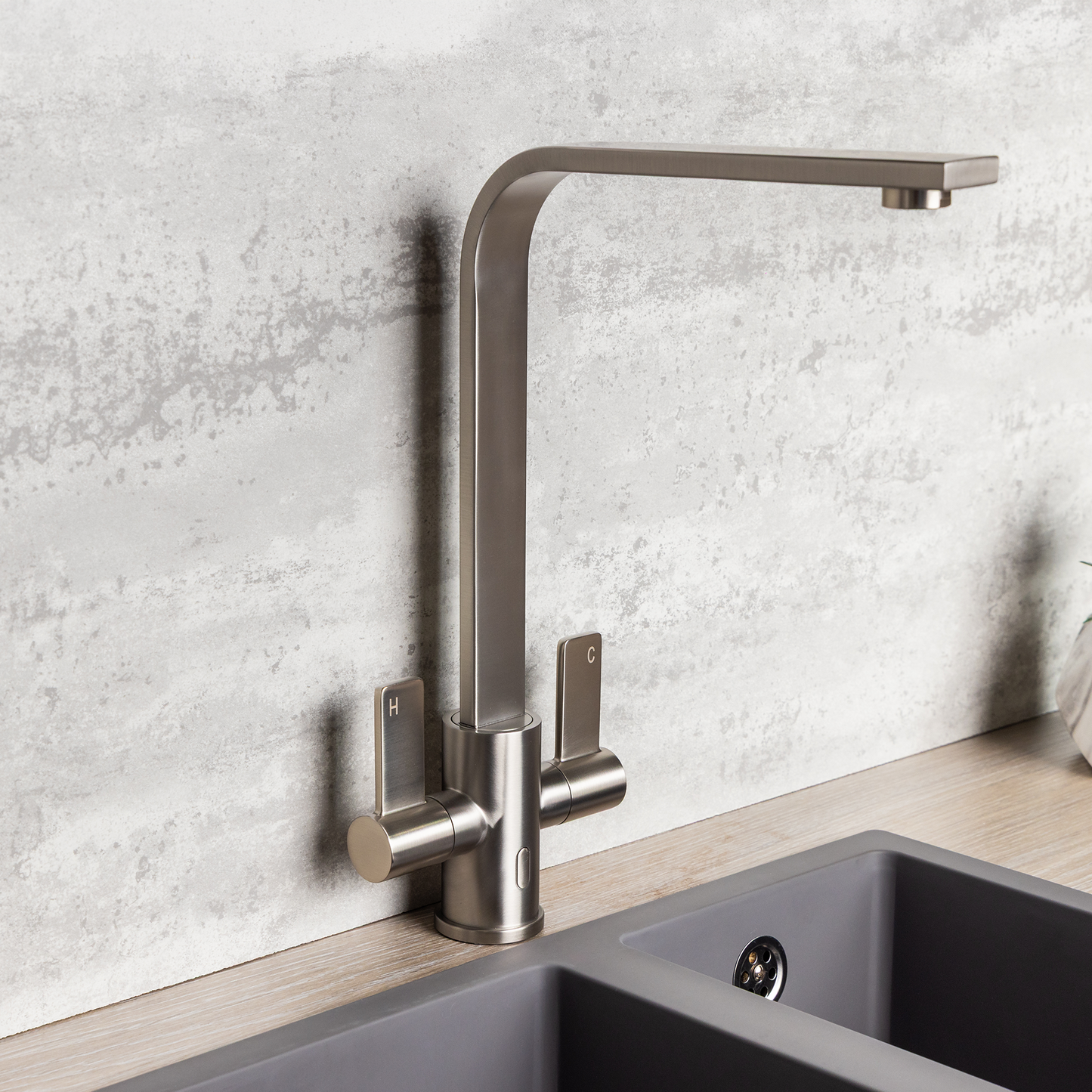 Top-Fix Rena Fast Fitting Kitchen Tap - Brushed Steel