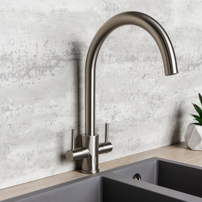 Top-Fix Torra Fast Fitting Kitchen Tap - Brushed Steel