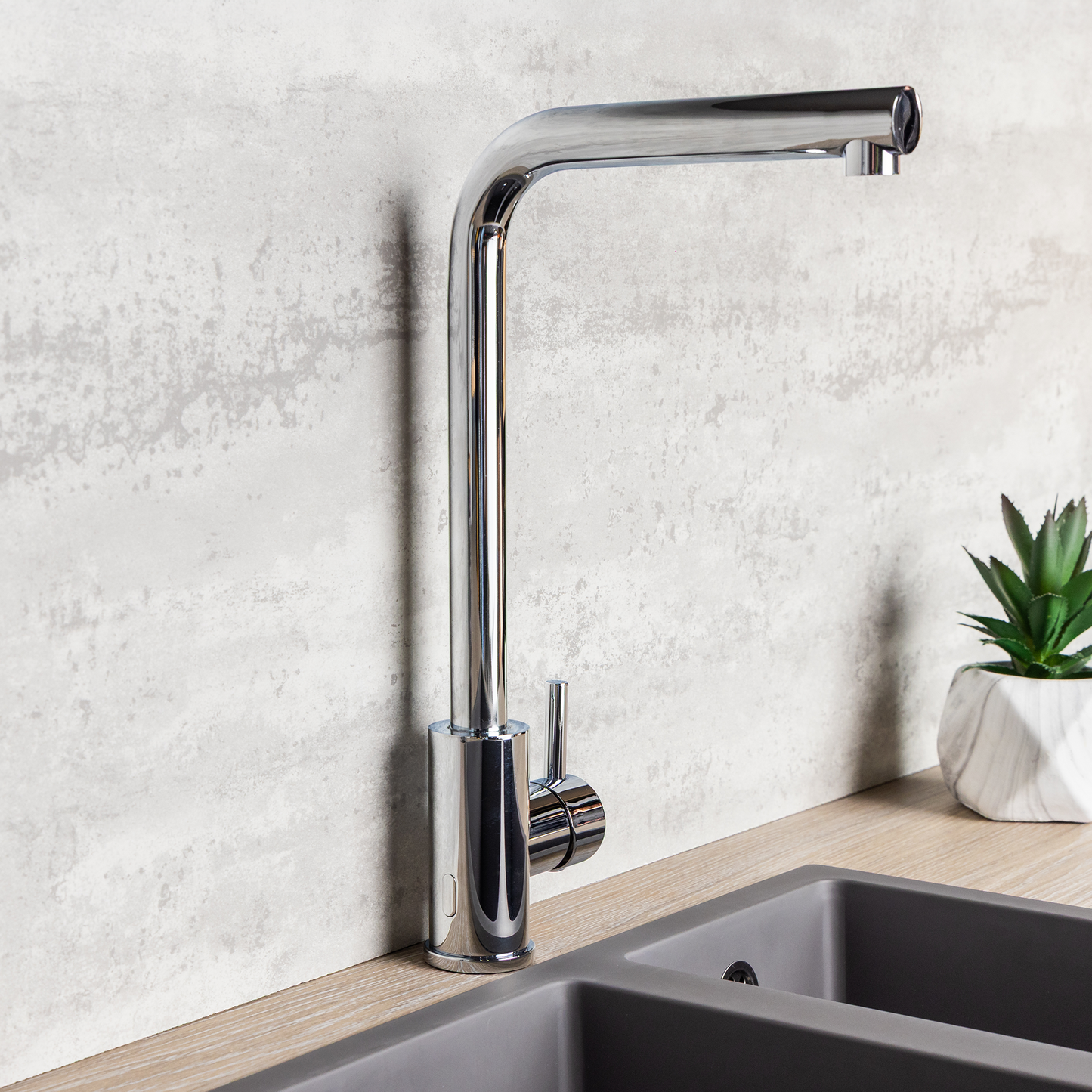 Top-Fix Vito L Neck Fast Fitting Kitchen Mixer Tap - Chrome