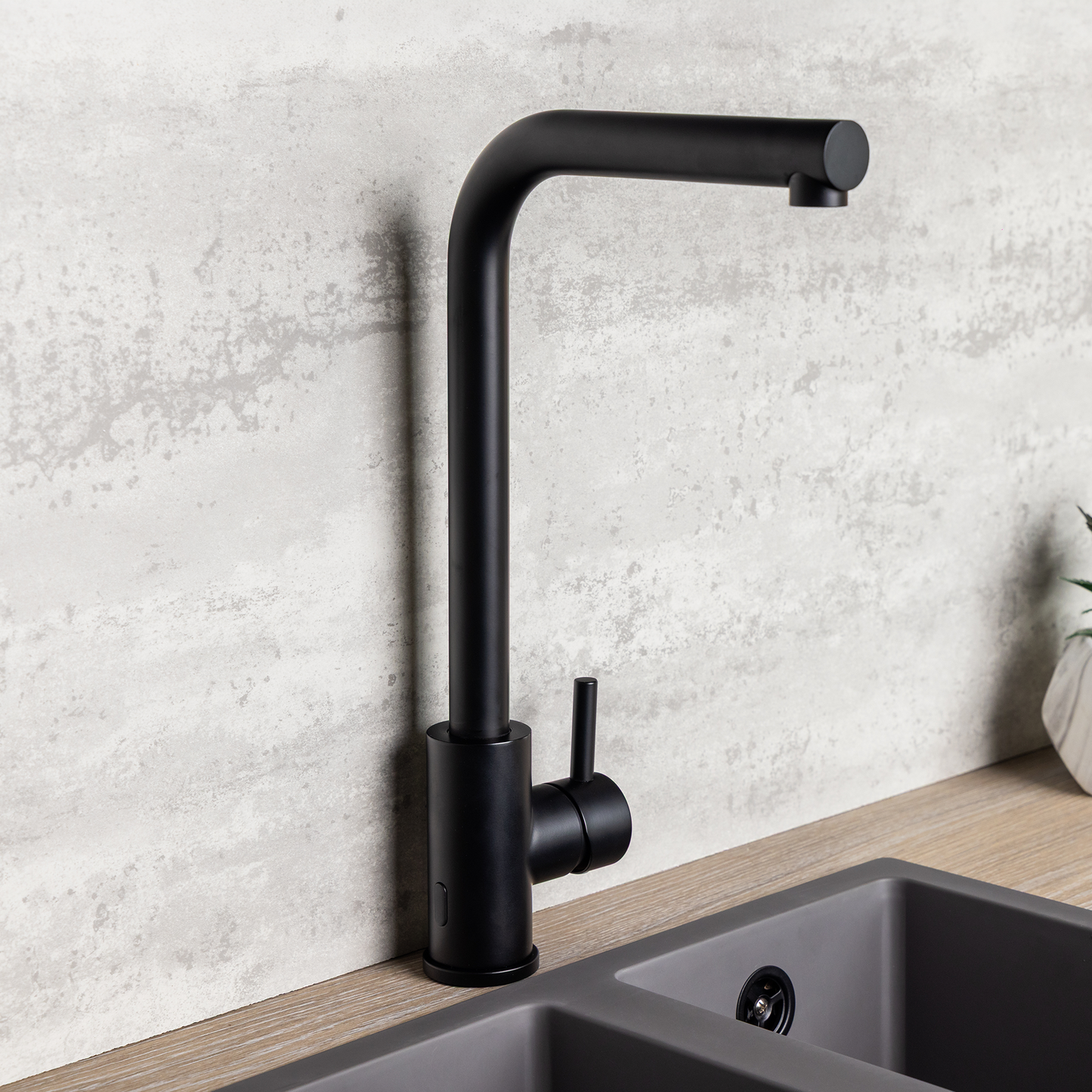 Top-Fix Vito L Neck Fast Fitting Kitchen Mixer Tap - Matt Black