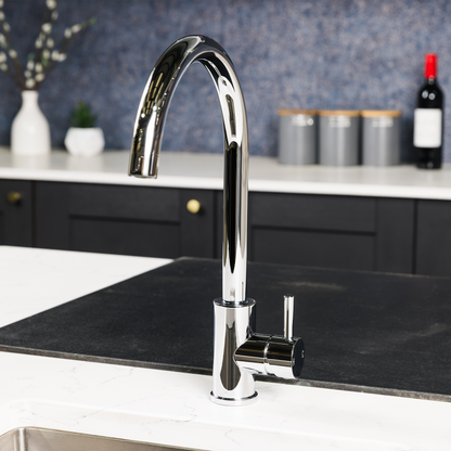 Top-Fix Vito Swan Neck Fast Fitting Kitchen Mixer Tap - Chrome