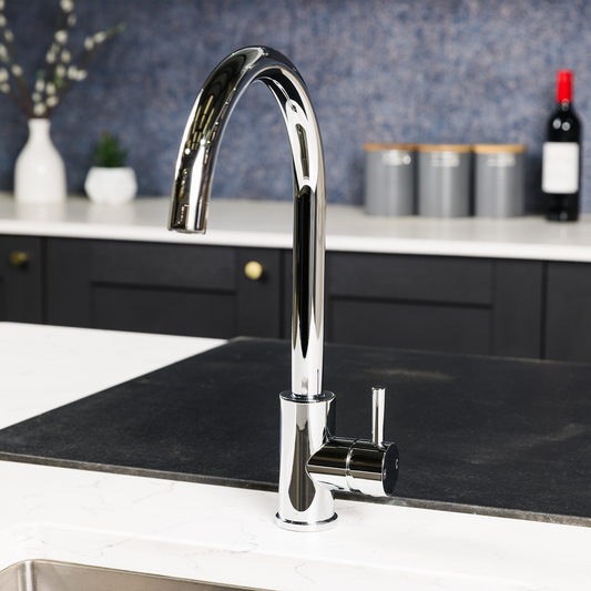 Top-Fix Vito Swan Neck Fast Fitting Kitchen Mixer Tap - Chrome
