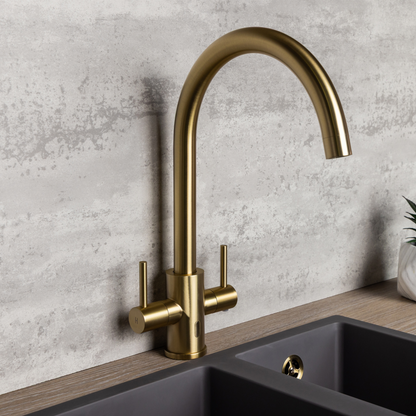 Top-Fix Torra Fast Fitting Kitchen Tap - Brushed Brass