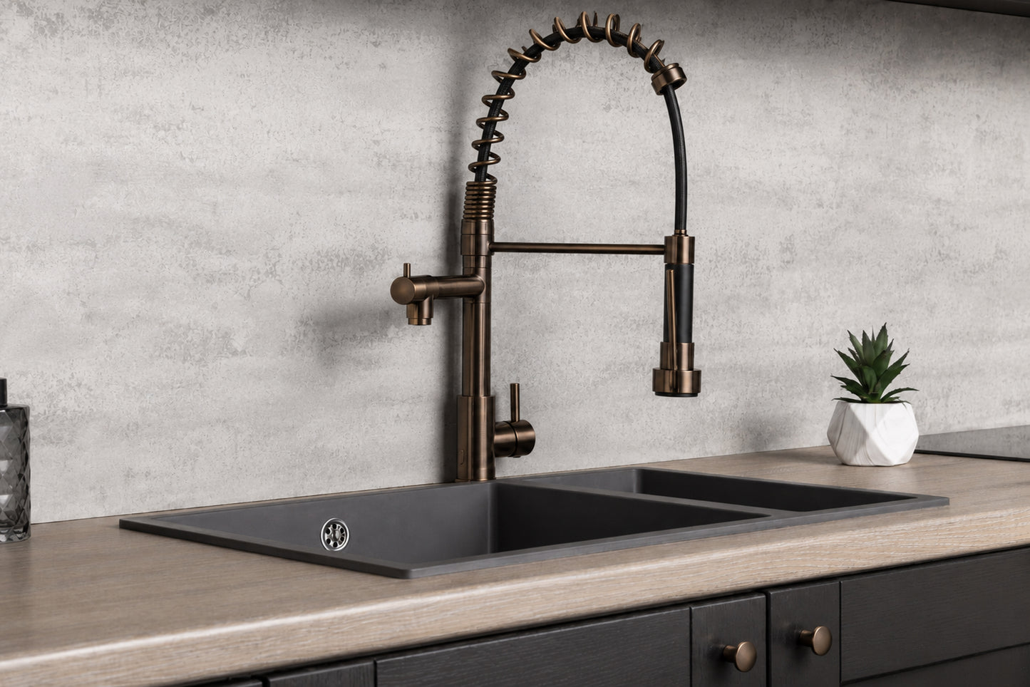 Top-Fix Alto Multiuse Fast Fitting Kitchen Tap - Antique Brass