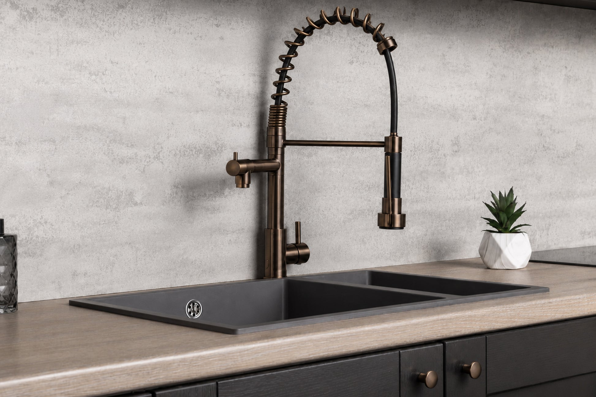 Top-Fix Alto Multiuse Fast Fitting Kitchen Tap - Antique Brass
