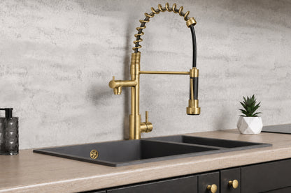 Top-Fix Alto Multiuse Fast Fitting Kitchen Tap - Brushed Brass