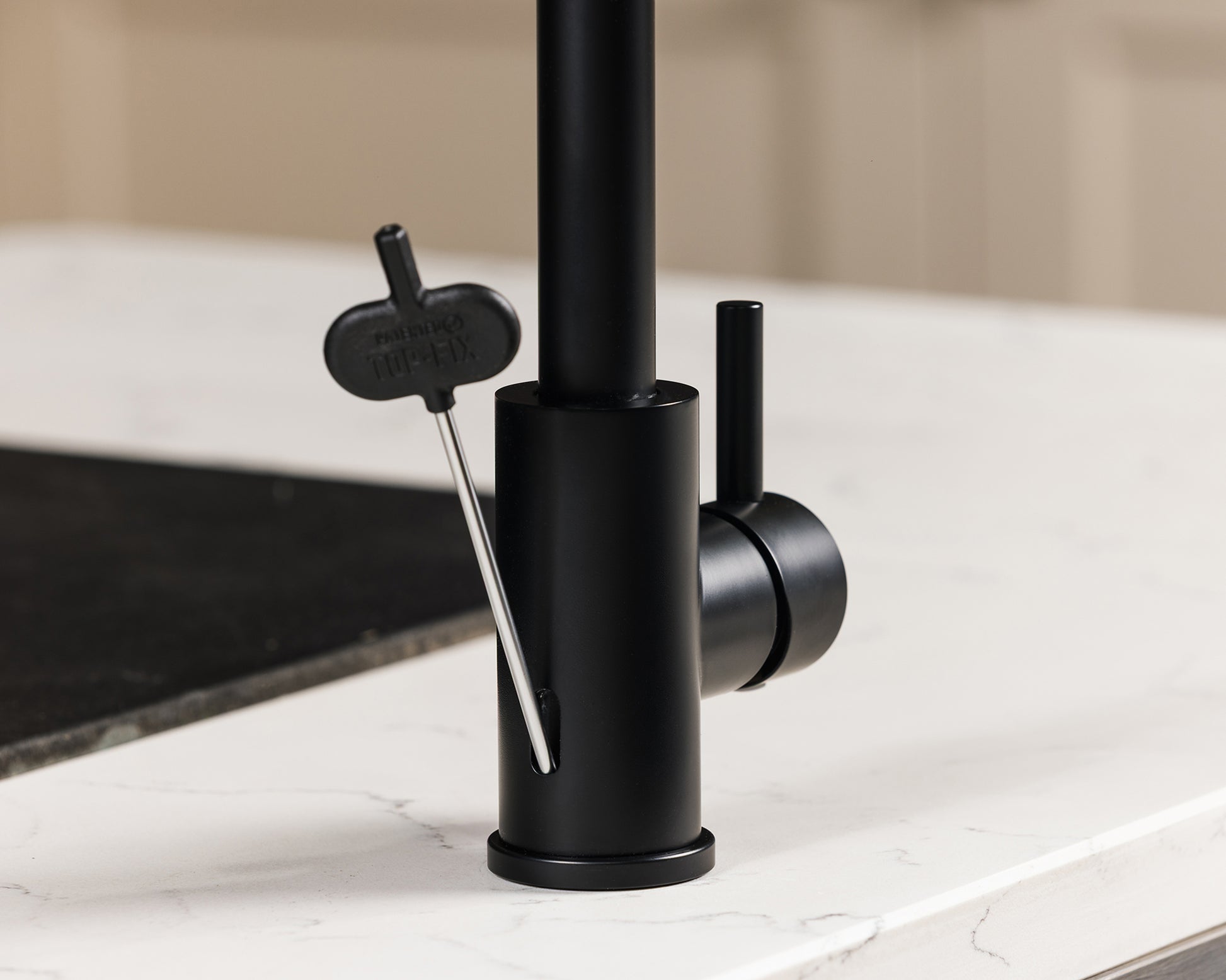 Top-Fix Vito Swan Neck Fast Fitting Kitchen Mixer Tap - Matt Black