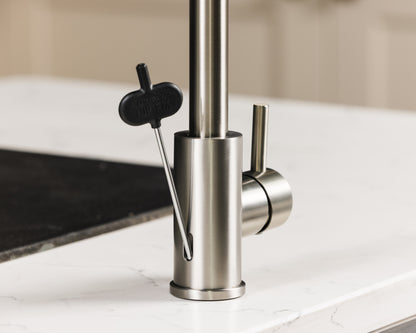 Top-Fix Vito Swan Neck Fast Fitting Kitchen Mixer Tap - Brushed Steel