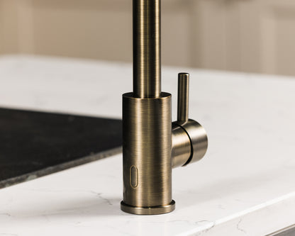 Top-Fix Vito Swan Neck Fast Fitting Kitchen Mixer Tap - Antique Brass
