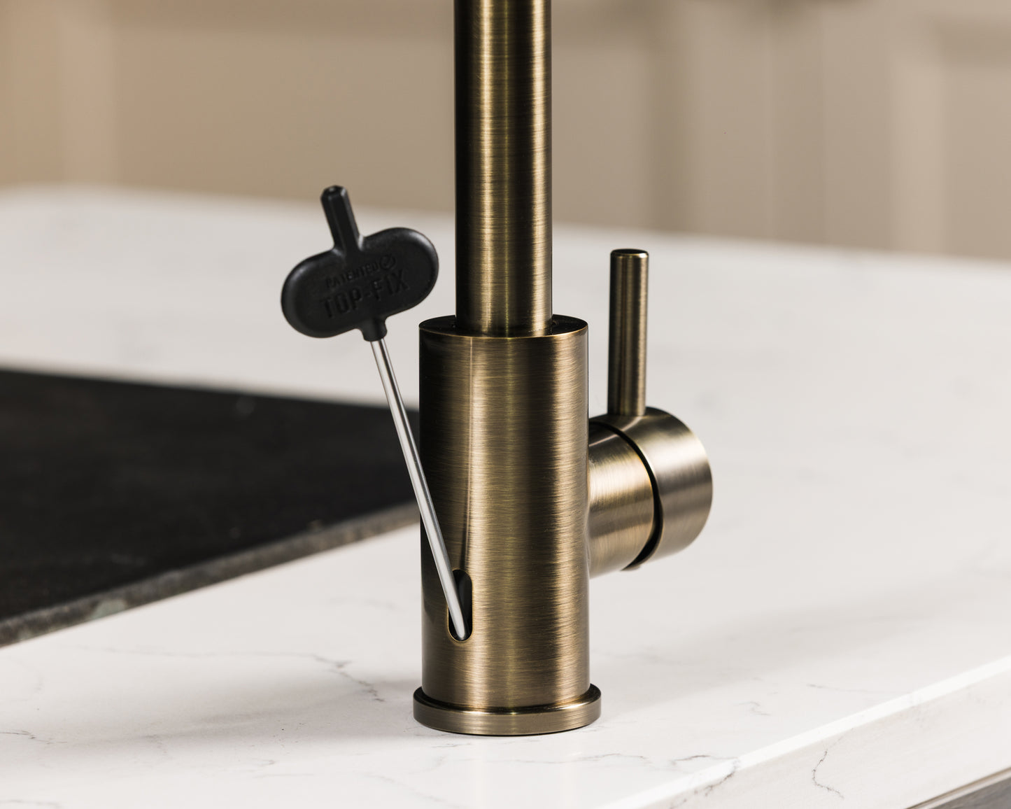 Top-Fix Vito Swan Neck Fast Fitting Kitchen Mixer Tap - Antique Brass