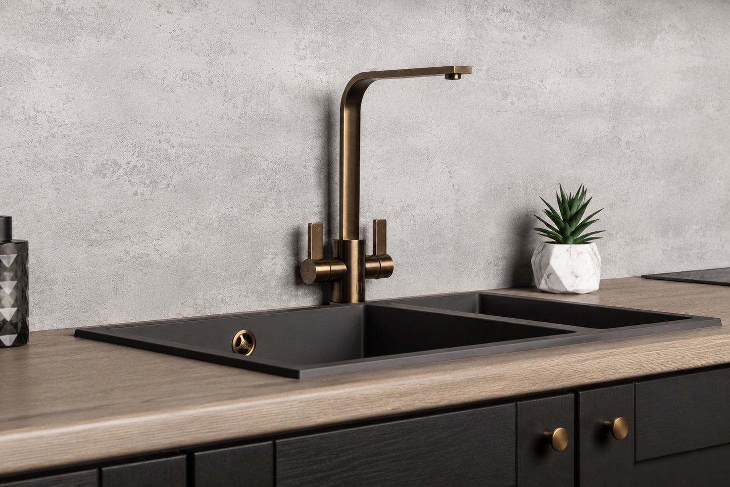Top-Fix Rena Fast Fitting Kitchen Tap - Antique Brass