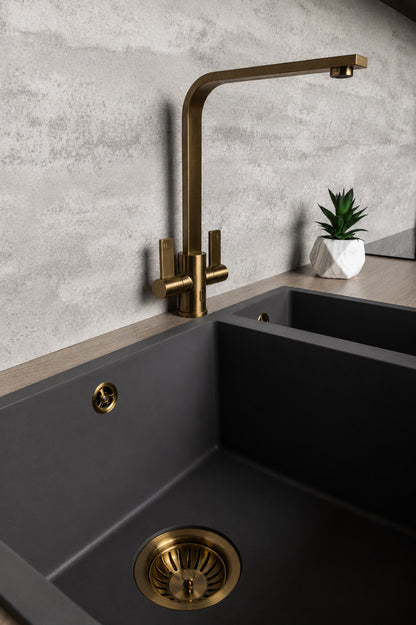 Top-Fix Rena Fast Fitting Kitchen Tap - Antique Brass