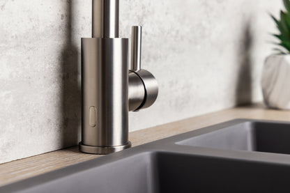 Top-Fix Vito Square Neck Fast Fitting Kitchen Mixer Tap - Brushed Steel