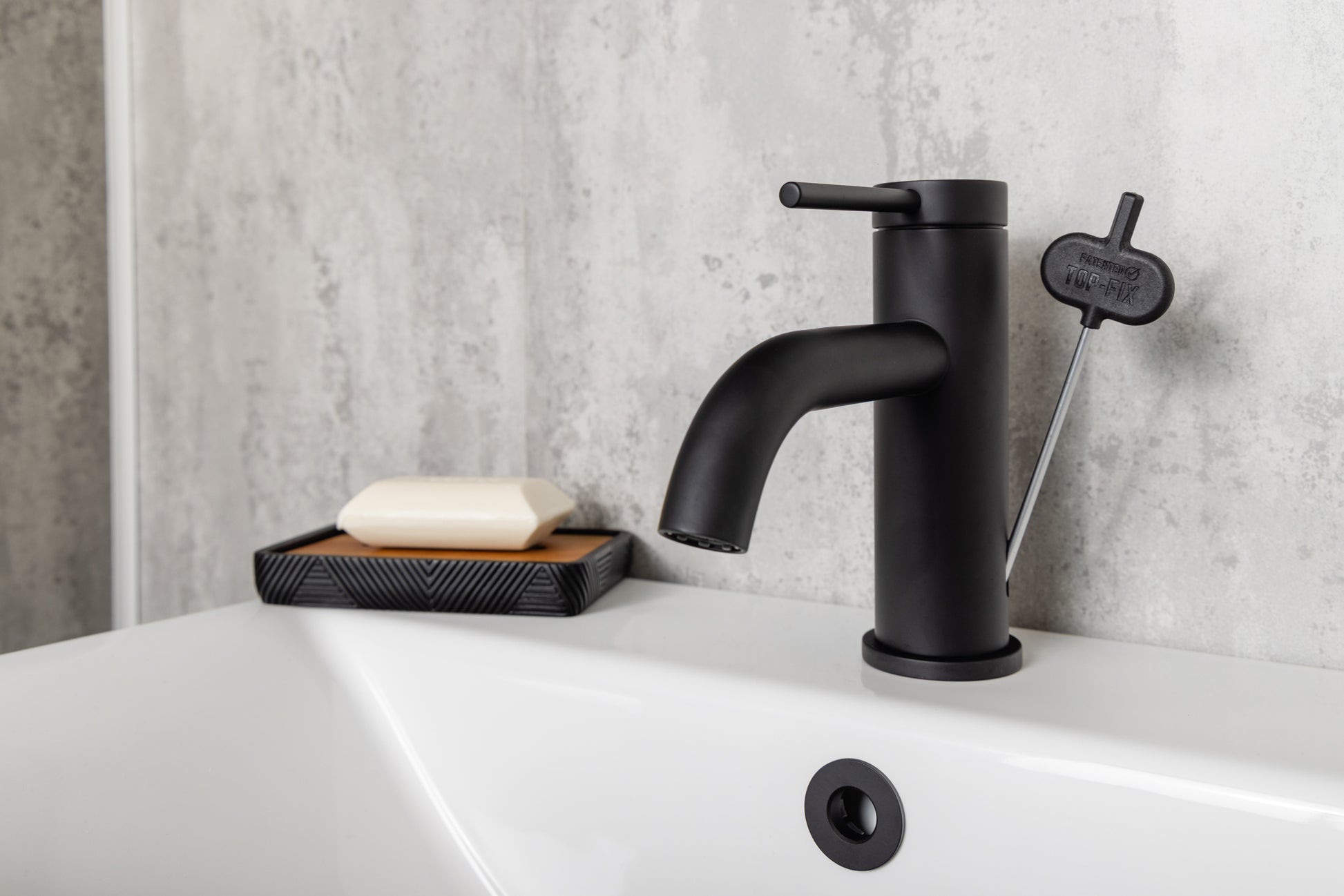 Top-Fix Premio Fast Fitting Mono Basin Mixer Tap - Matt Black