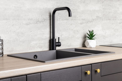 Top-Fix Vito Square Neck Fast Fitting Kitchen Mixer Tap - Matt Black