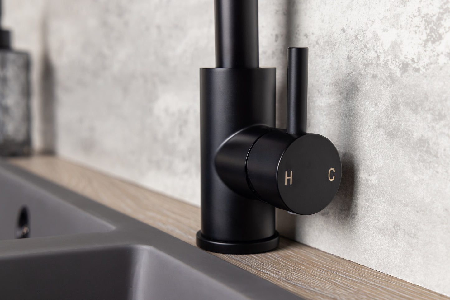 Top-Fix Vito Square Neck Fast Fitting Kitchen Mixer Tap - Matt Black