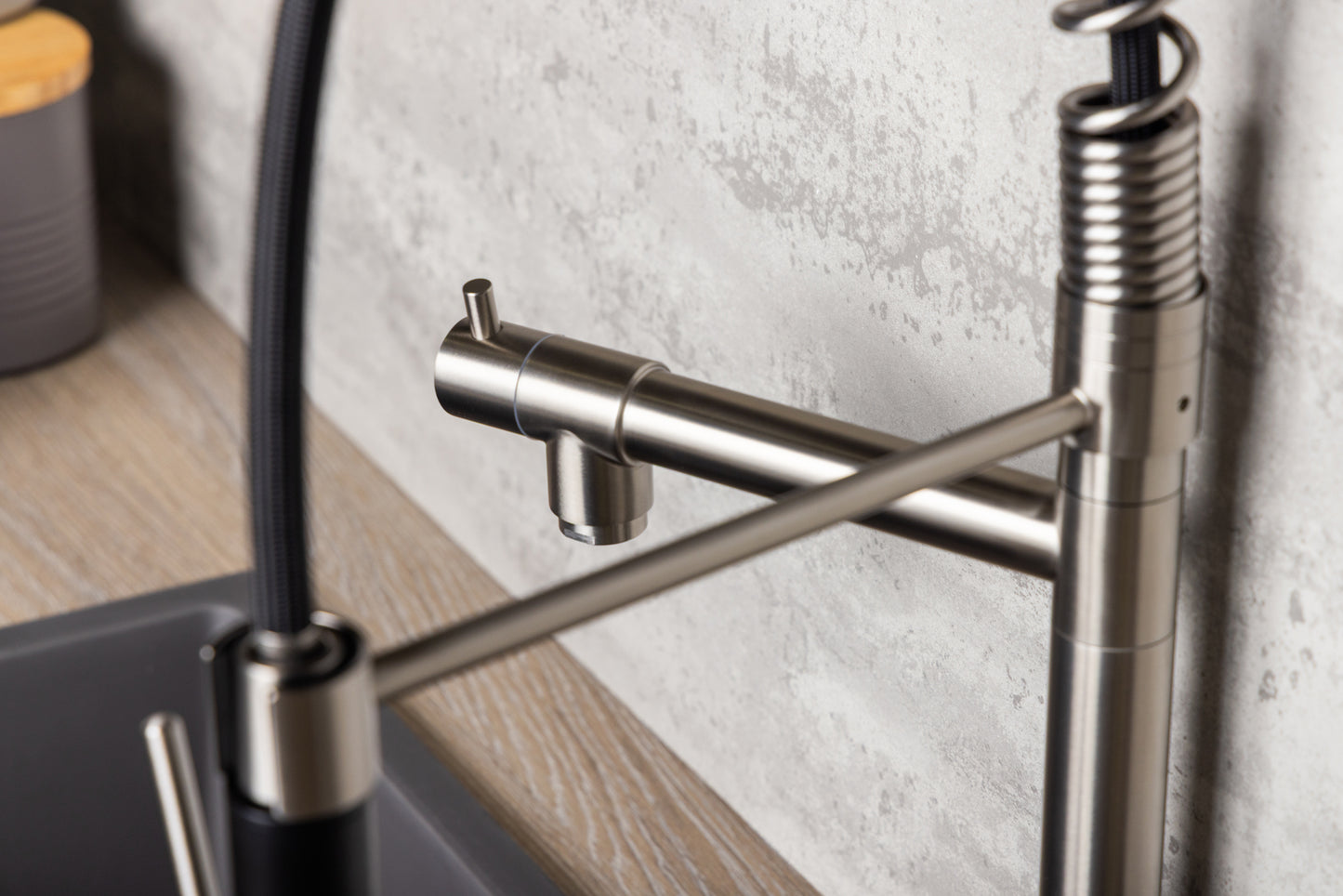 Top-Fix Alto Multiuse Fast Fitting Kitchen Tap - Brushed Steel