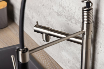 Top-Fix Alto Multiuse Fast Fitting Kitchen Tap - Brushed Steel