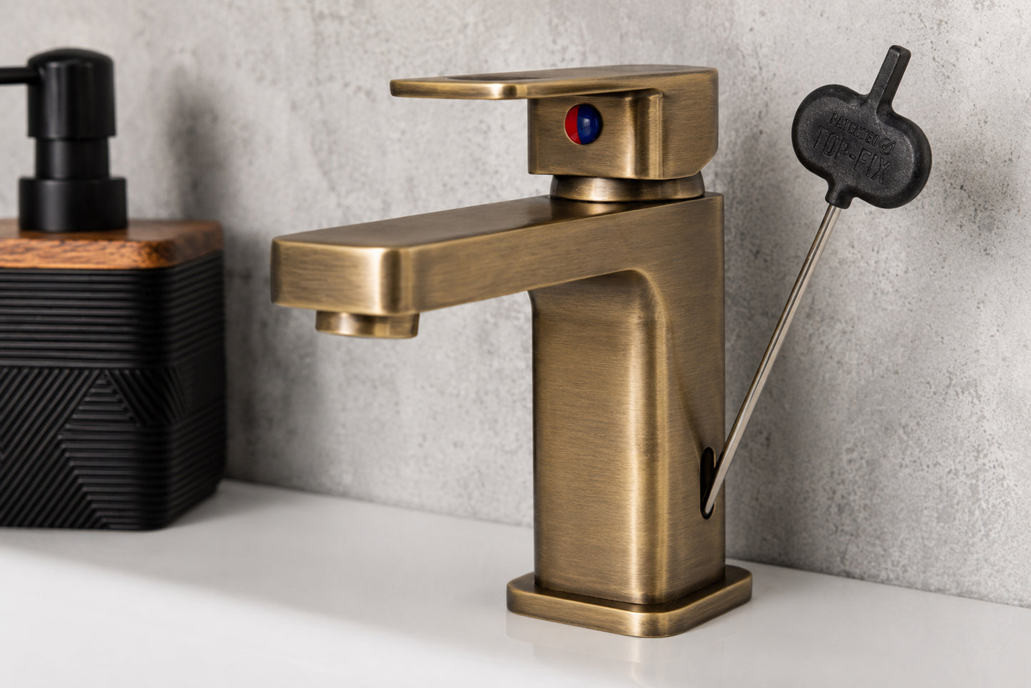 Top-Fix Lima Fast Fitting Mono Basin Mixer Tap - Antique Brass