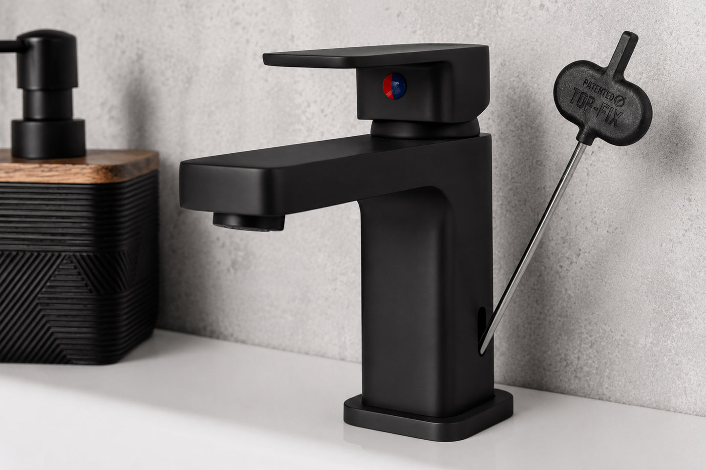 Top-Fix Lima Fast Fitting Mono Basin Mixer Tap - Matt Black