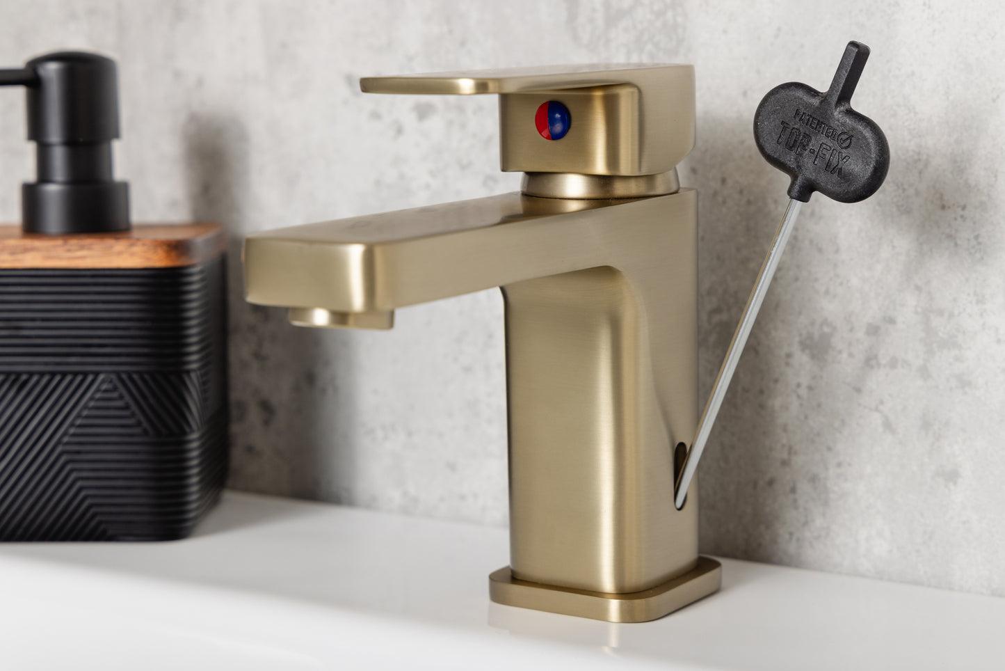 Top-Fix Lima Fast Fitting Mono Basin Mixer Tap - Brushed Brass