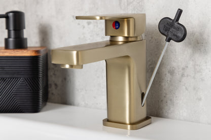 Top-Fix Lima Fast Fitting Mono Basin Mixer Tap - Brushed Brass
