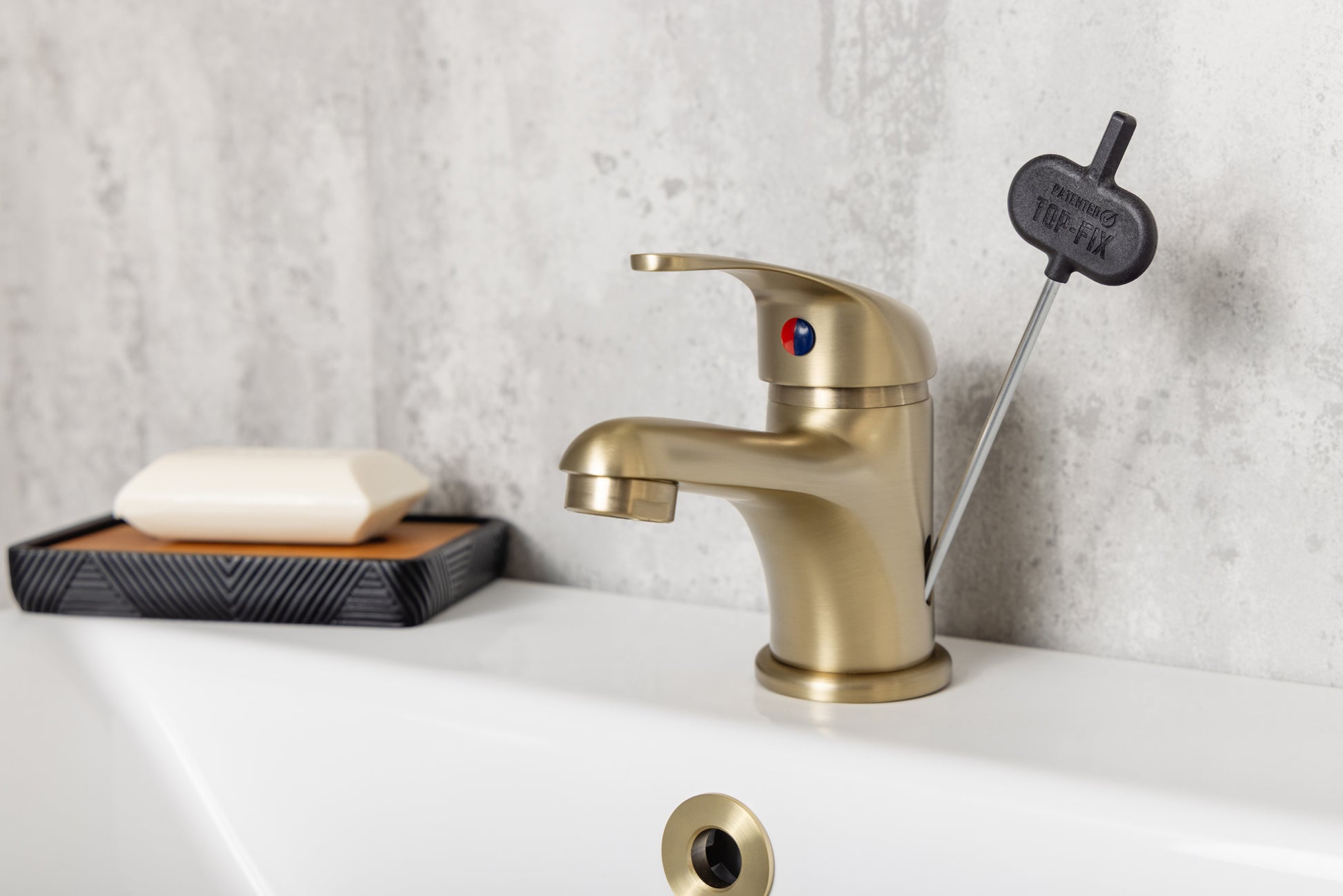Top-Fix Loop Fast Fitting Mono Basin Mixer Tap - Brushed Brass