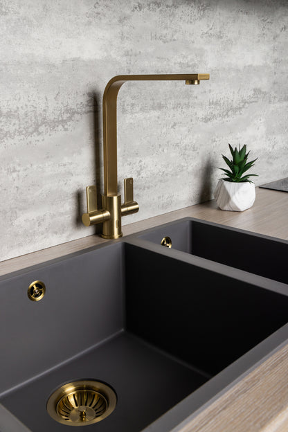 Top-Fix Rena Fast Fitting Kitchen Tap - Brushed Brass