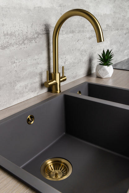 Top-Fix Torra Fast Fitting Kitchen Tap - Brushed Brass