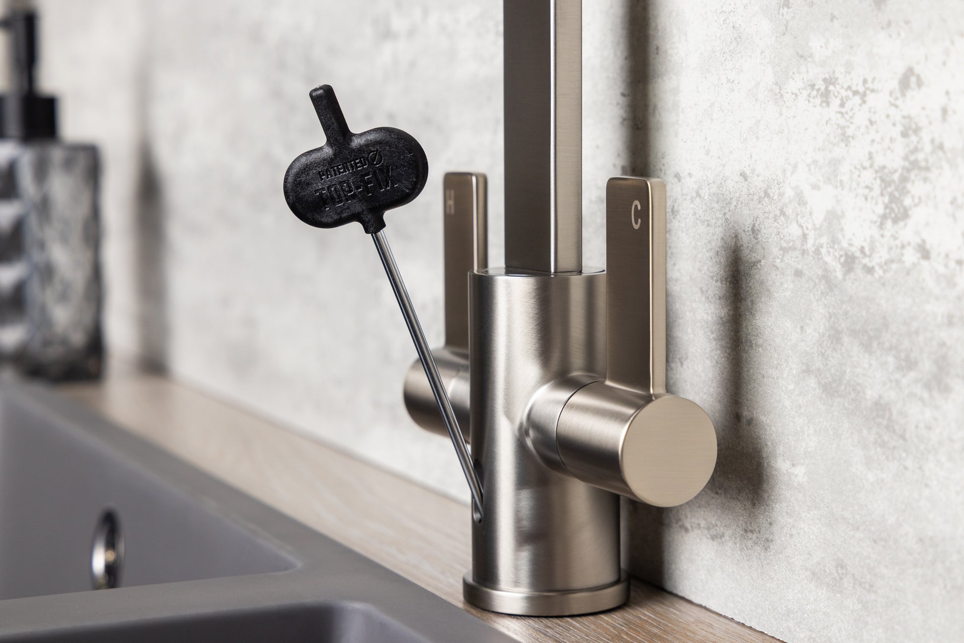 Top-Fix Rena Fast Fitting Kitchen Tap - Brushed Steel