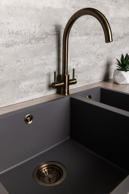 Top-Fix Torra Fast Fitting Kitchen Tap - Antique Brass