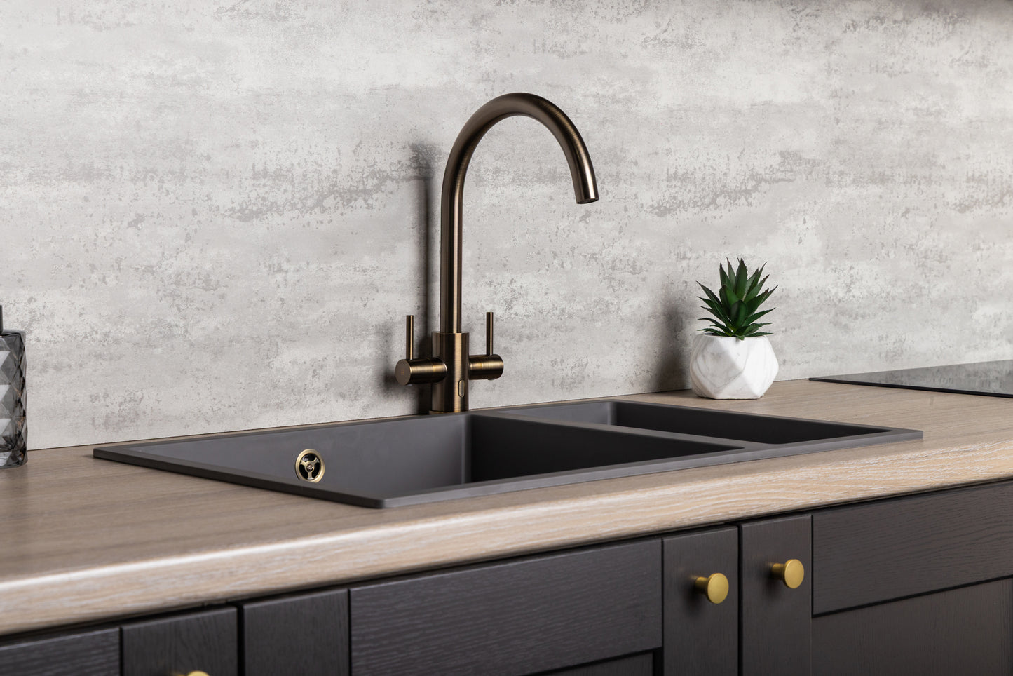 Top-Fix Torra Fast Fitting Kitchen Tap - Antique Brass