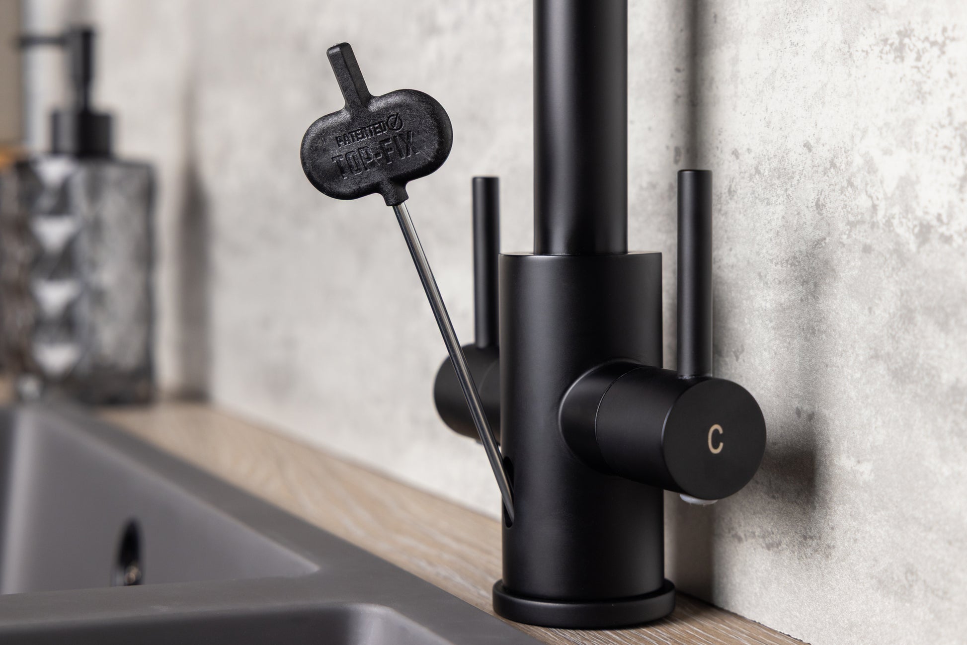 Top-Fix Torra Fast Fitting Kitchen Tap - Matt Black