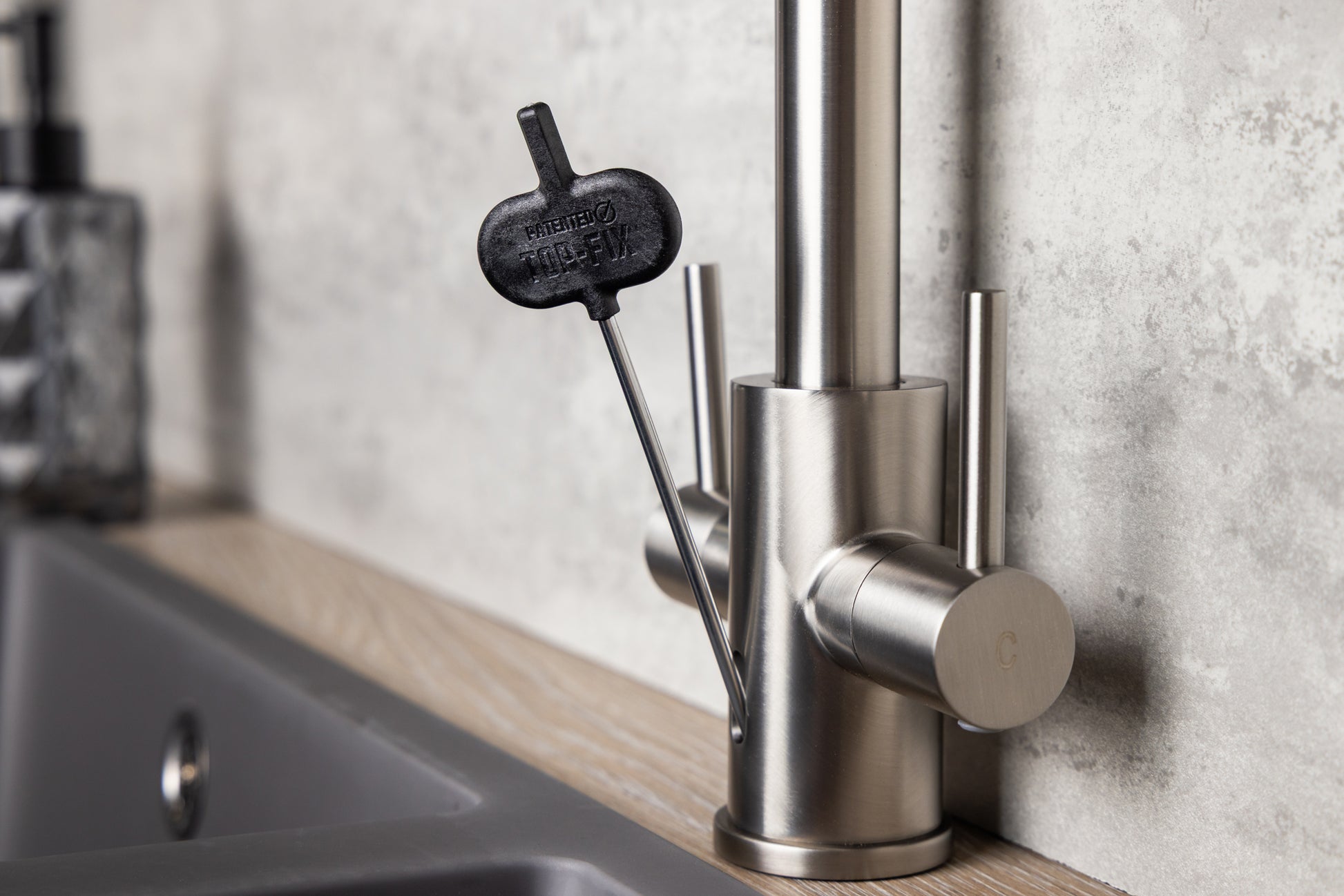 Top-Fix Torra Fast Fitting Kitchen Tap - Brushed Steel