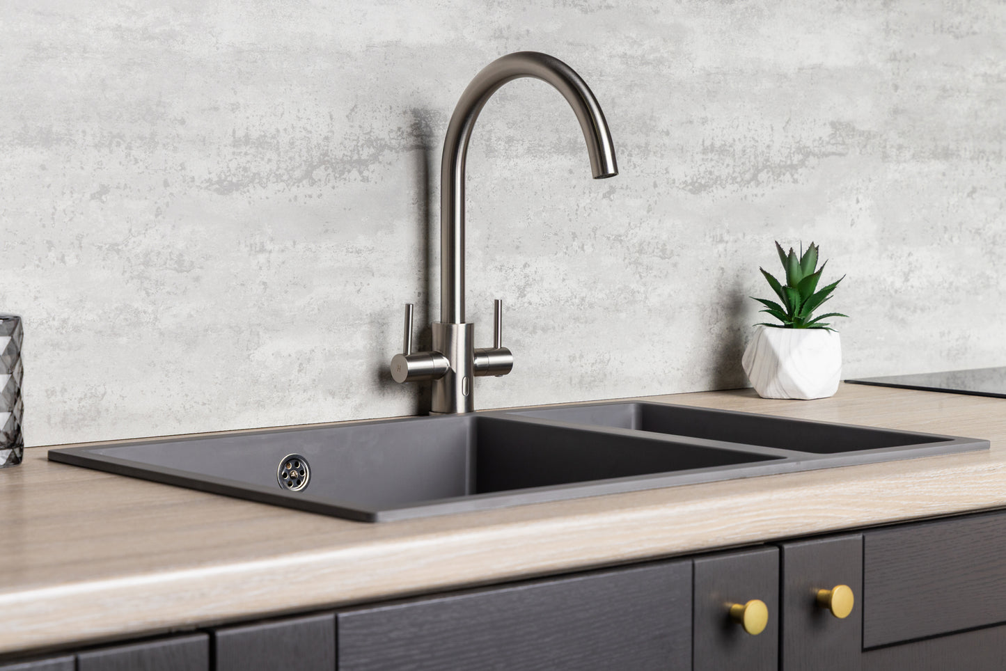 Top-Fix Torra Fast Fitting Kitchen Tap - Brushed Steel