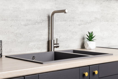Top-Fix Vito L Neck Fast Fitting Kitchen Mixer Tap - Brushed Steel