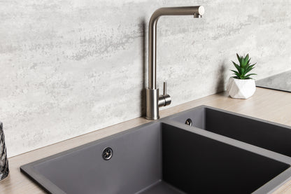 Top-Fix Vito L Neck Fast Fitting Kitchen Mixer Tap - Brushed Steel