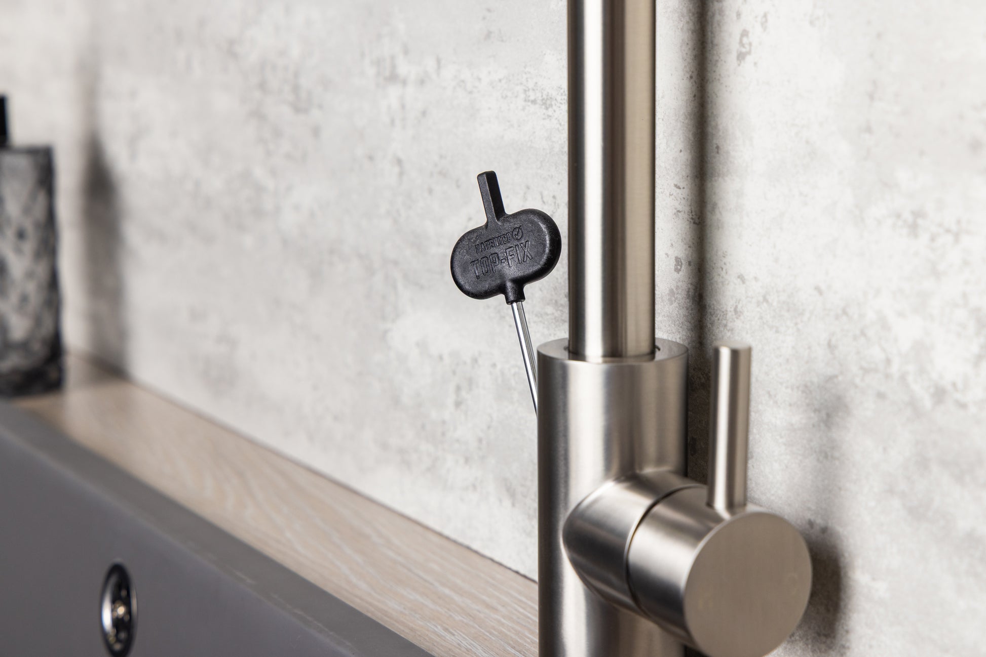 Top-Fix Vito L Neck Fast Fitting Kitchen Mixer Tap - Brushed Steel