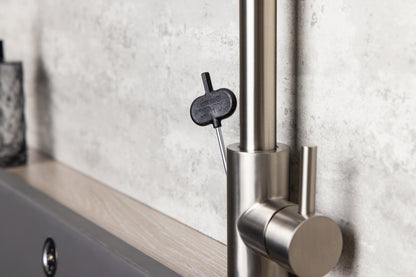Top-Fix Vito L Neck Fast Fitting Kitchen Mixer Tap - Brushed Steel