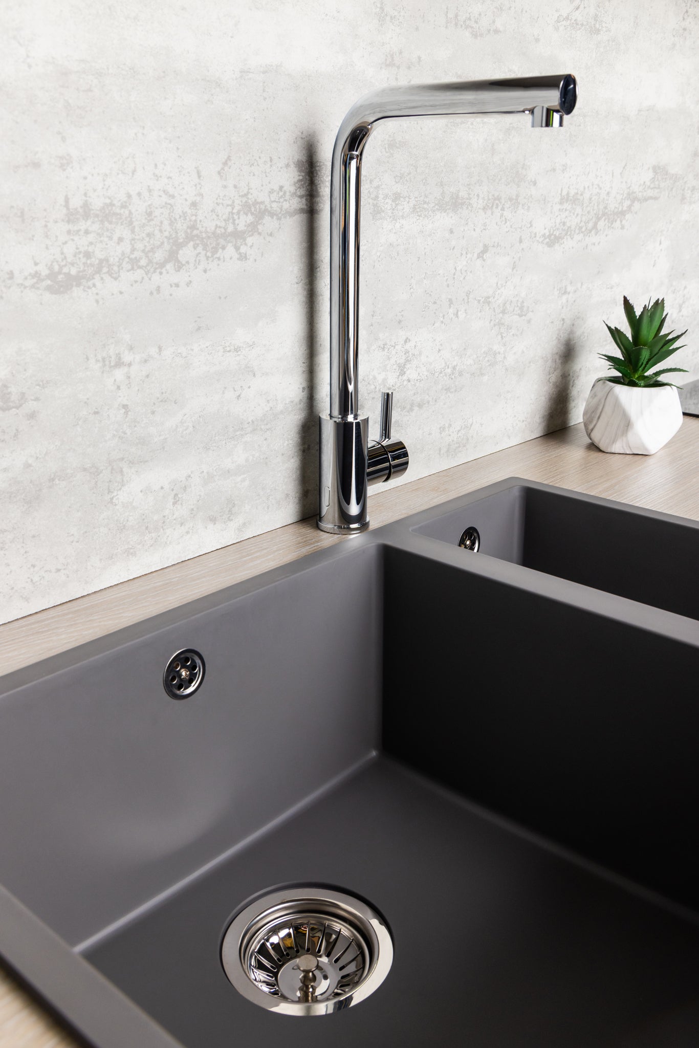 Top-Fix Vito L Neck Fast Fitting Kitchen Mixer Tap - Chrome