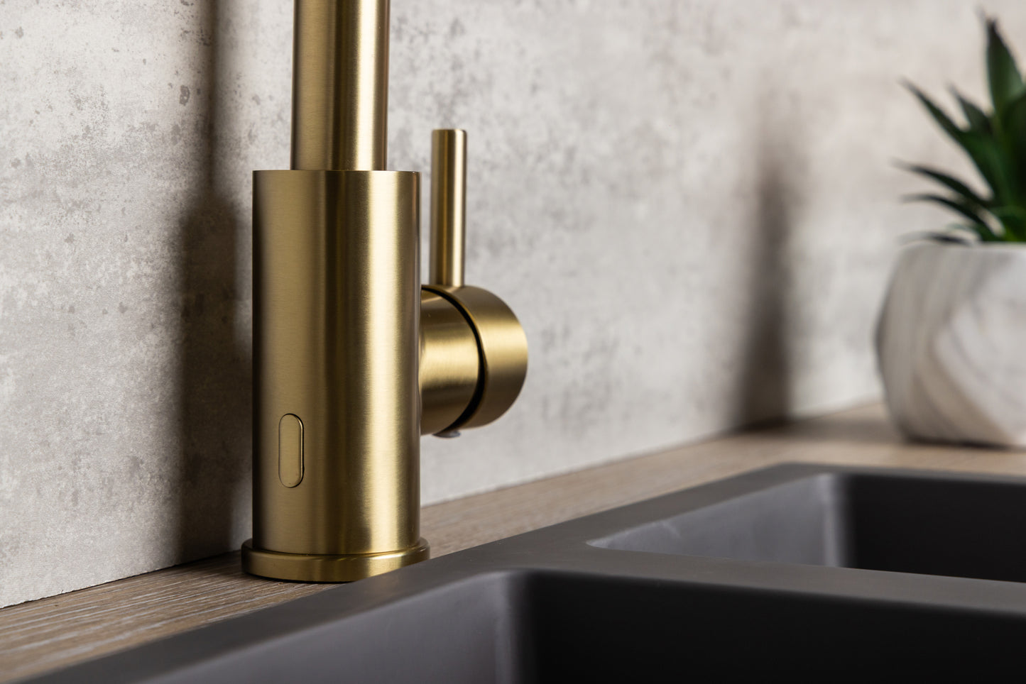 Top-Fix Vito L Neck Fast Fitting Kitchen Mixer Tap - Brushed Brass