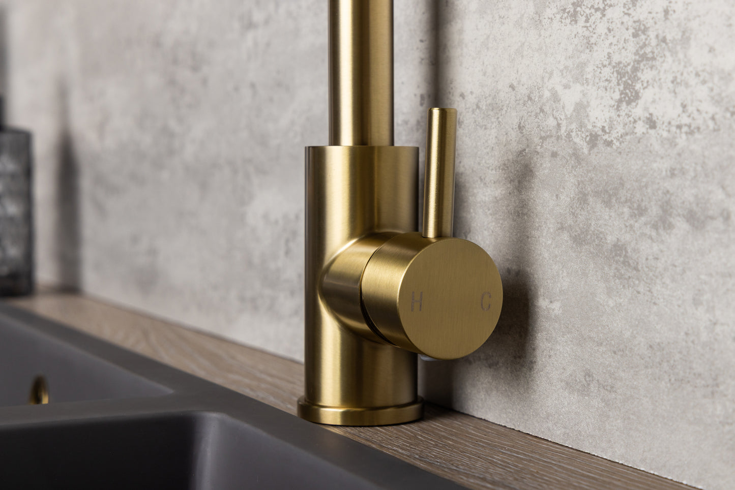 Top-Fix Vito L Neck Fast Fitting Kitchen Mixer Tap - Brushed Brass